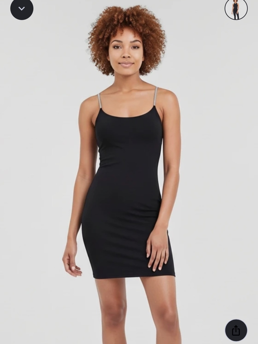 iris Black Slip Camisole Dress with Thin Straps